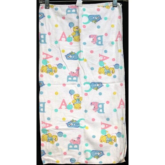 Riegel Cotton Receiving Blanket Baby Pastel ABC's Animals Bear Bunny Cat Flanel - Picture 1 of 4